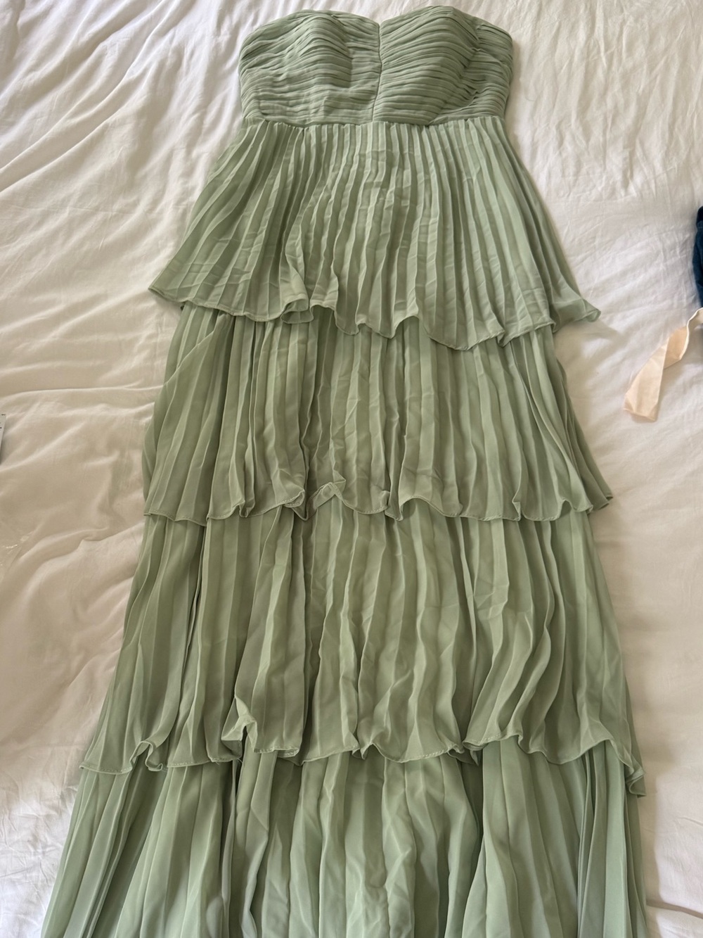 Strapless Tiered Maxi Dress in Light Sage